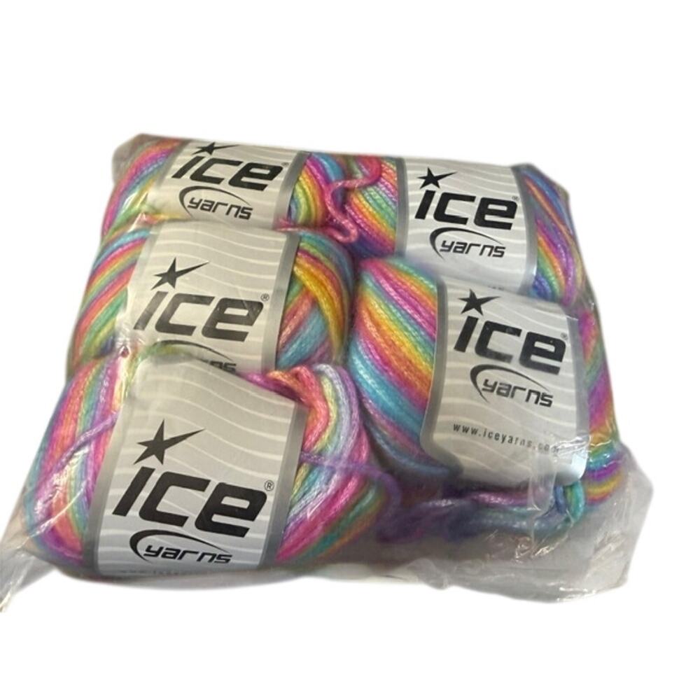 5 Skeins ICE Yarns Picasso Rainbow - Very Soft - 125 yards each